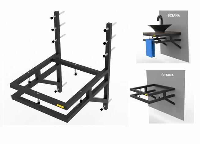 Konsola pod umywalkę Stelaż podtynkowy reling łazienkowa