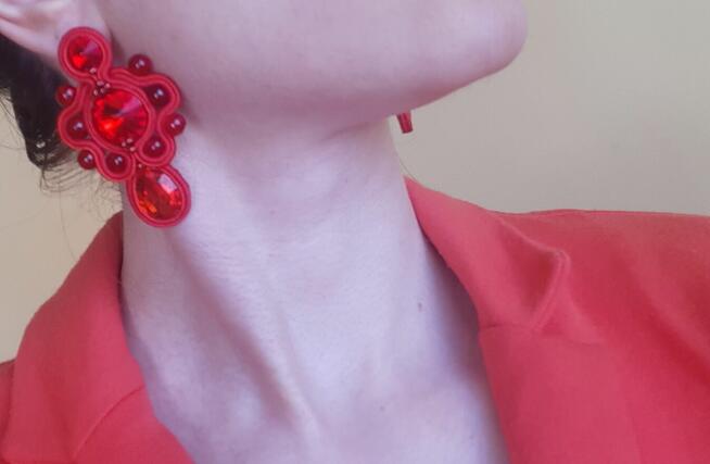 Czerwone kolczyki sutasz, ślub, urodziny