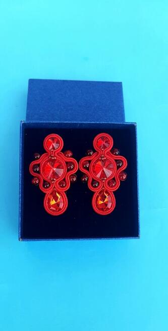 Czerwone kolczyki sutasz, ślub, urodziny