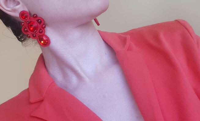 Czerwone kolczyki sutasz, ślub, urodziny