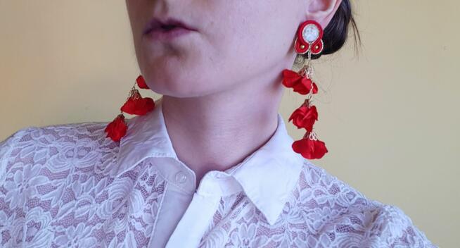 Kolczyki sutasz z kwiatami, wesele