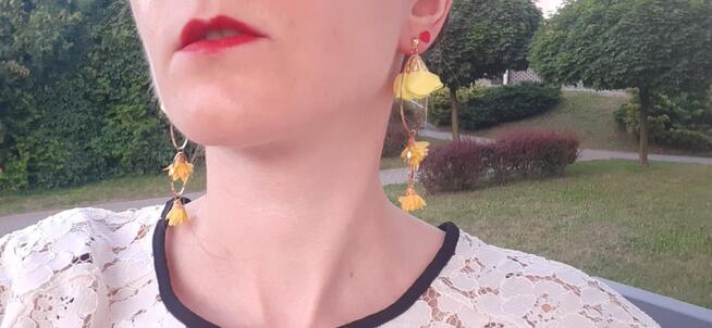 Kolczyki kwiaty Złote sztyfty żółte, biżuteria