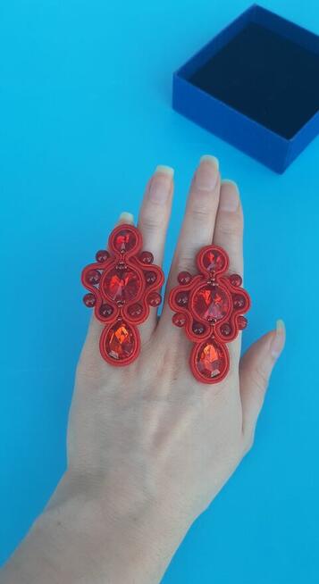 Czerwone kolczyki sutasz, ślub, urodziny