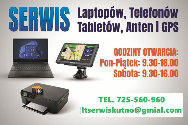 SERWIS Laptopów Tabletów Nawigacji Smartfonów Drukarek KUTNO