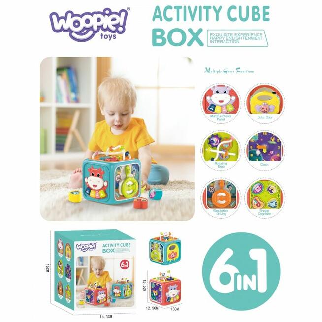 WOOPIE Kostka Sensoryczna Edukacyjna Montessori Sorter 6w1