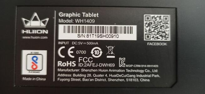 Tablet graficzny Huion model WH1409
