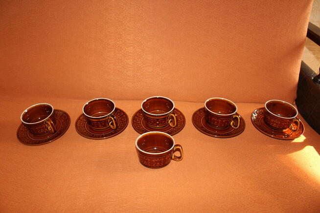 Filiżanki z talerzykami Kokardki Pruszków Made in Poland