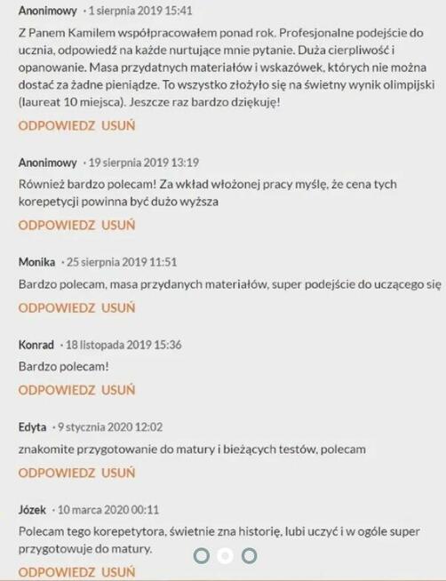Korepetycje - Historia, WOS - online matura/ olimpiada