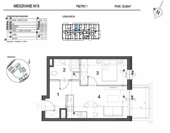 Nowe > 2 pokoje > 35,80 m2 > Al. Solidarności