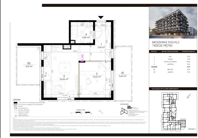 NOWE > Mieszkanie > 2 pokoje > 46,09 m2