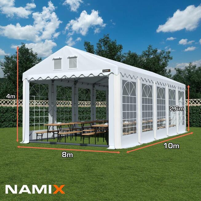 Namiot PRESTIGE 8x10-2,6m ogrodowy imprezowy garaż wzmocnion