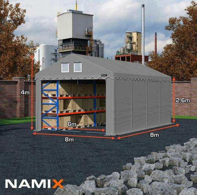 Namiot PRESTIGE 8x8-2,6m hala przemysłowa magazynowy MOCNY P