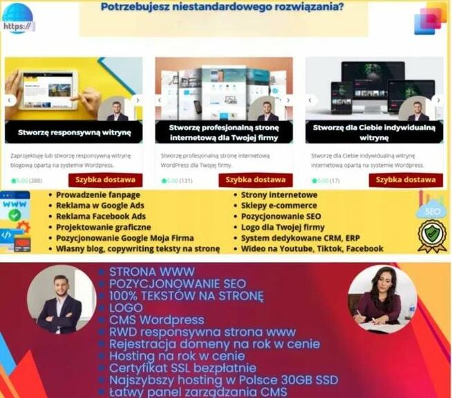 Pozycjonowanie Stron SEO Logo Grafiki Wideo Wizytówki Strony