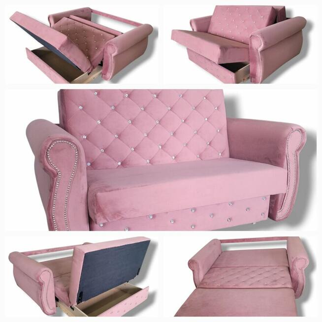 Sofa Chester dwuosobowa do spania z pojemnikiem NOWA kanapa