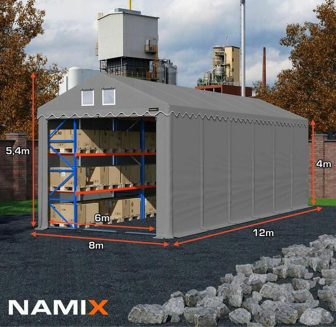 Namiot PRESTIGE 8x12-4m hala przemysłowa magazynowy MOCNY PV