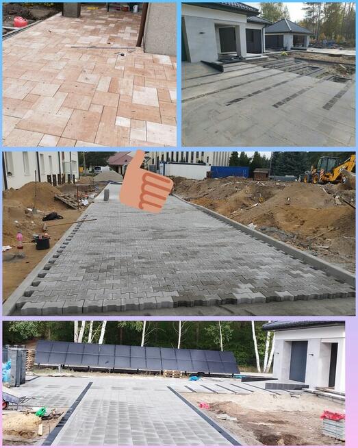 Układanie kostki brukowej.