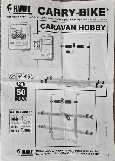 Komplet 2 bagażników rowerowych Fiamma Carry‑Bike Caravan Ho
