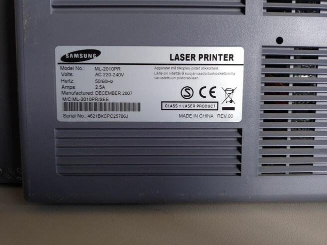Drukarka laserowa A4 Samsung ML-2010PR - usterka