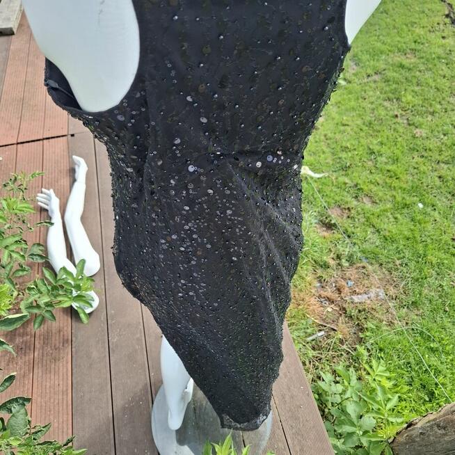 Czarna cekinowa maxi sukienka Boohoo r.