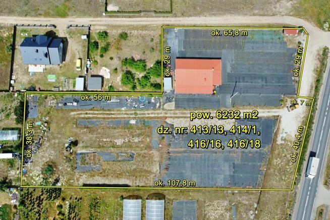 Działki pow. 6232 m2 w centrum Antoni przy DK53