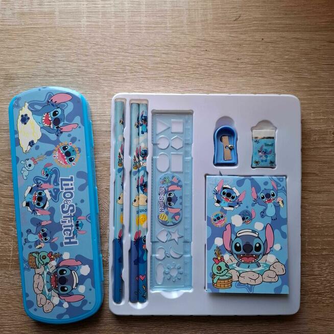 Zestaw szkolny Stitch + piórnik metalowy plastikowy