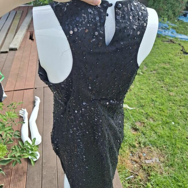 Czarna cekinowa maxi sukienka Boohoo r.