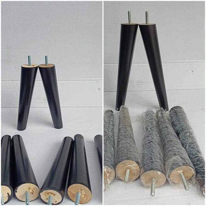 Nogi Drewniane Bukowe Skośne Czarne dwa Rozmiary