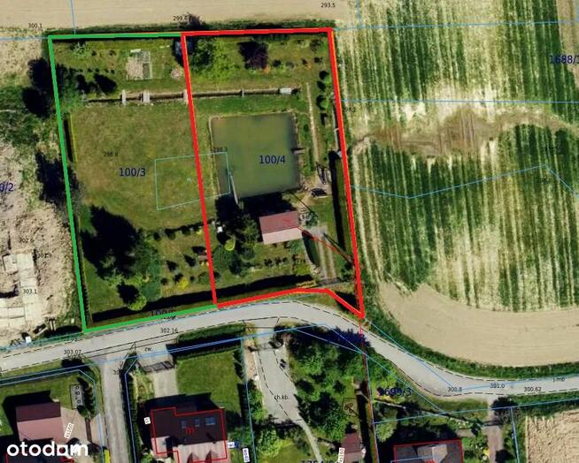 Działka budowlana ze stawem i domkiem