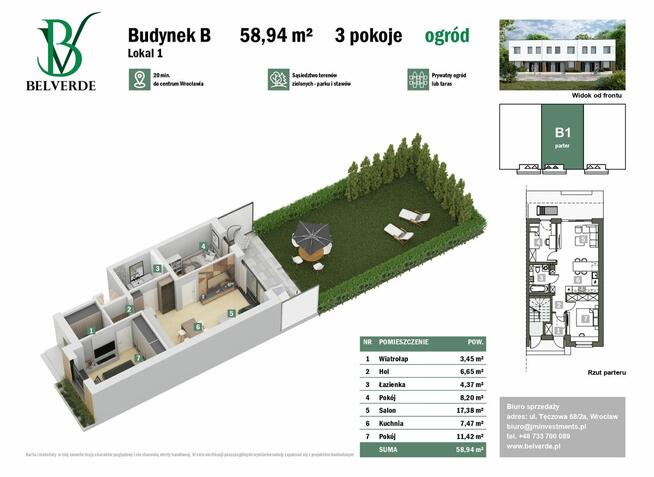 Mieszkanie 3 pokoje + ogród 85 m² – nowa inwestycja, Wrocław