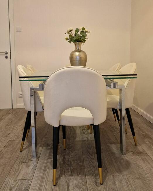 Zestaw 2 krzeseł do jadalni Welur Jasnobeżowy