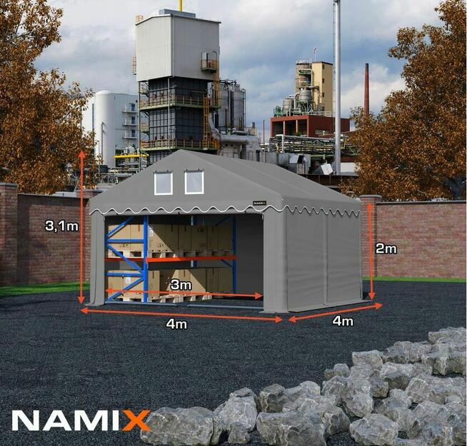 Namiot ROYAL 4x4 magazynowy handlowy garaż wzmocniony PVC 56