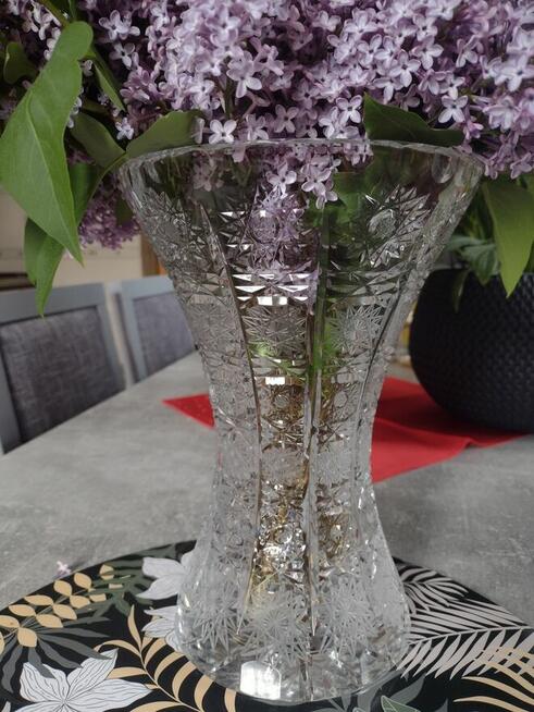 Piękny duży wazon kryształowy PRL