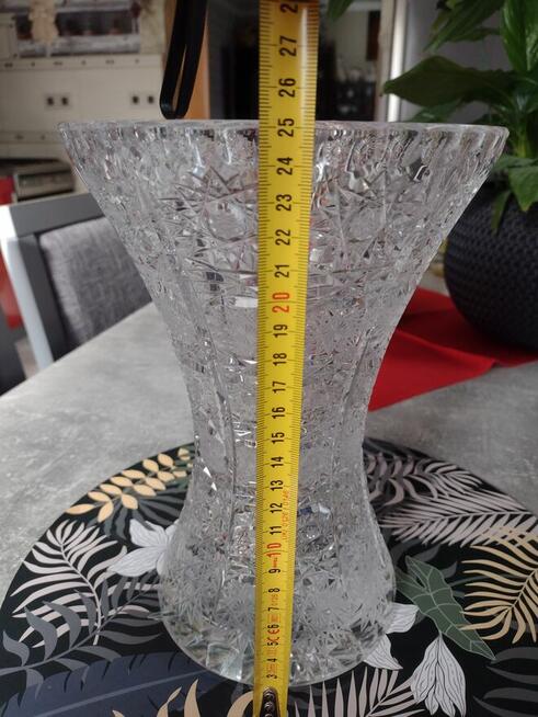 Piękny duży wazon kryształowy PRL