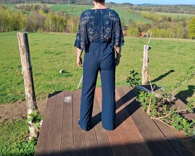 Cekinowy kombinezon Boohoo M/L granatowy | nowy z metką | im