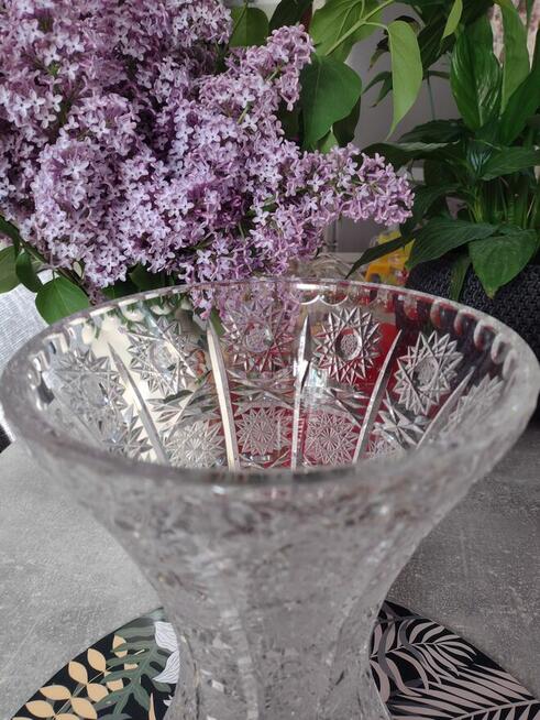 Piękny duży wazon kryształowy PRL