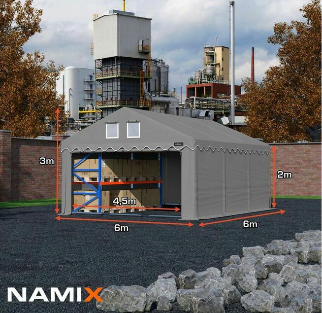 Namiot ROYAL 6x6 magazynowy wiata garaż wzmocniony PVC 560g/