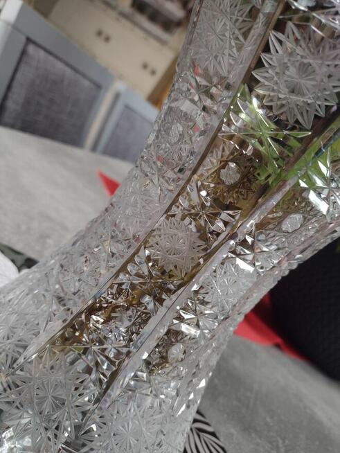 Piękny duży wazon kryształowy PRL