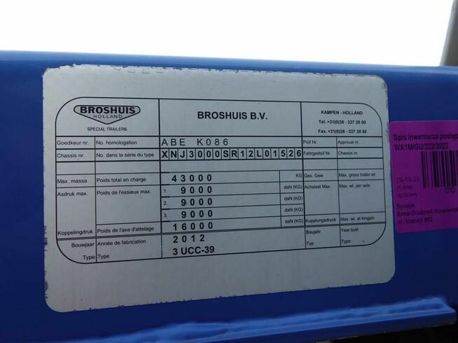 Naczepa podkonterenowa Broshuis 3UCC-39