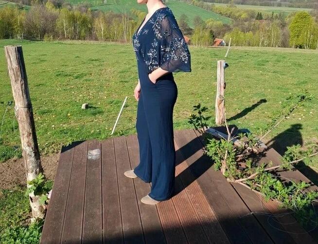 Cekinowy kombinezon Boohoo M/L granatowy | nowy z metką | im