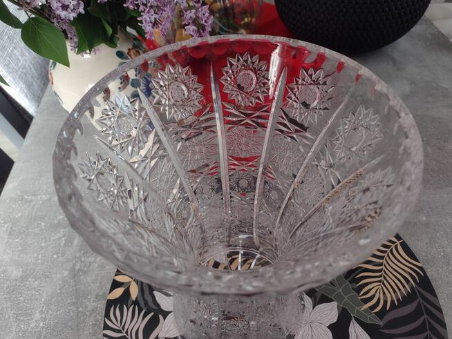 Piękny duży wazon kryształowy PRL