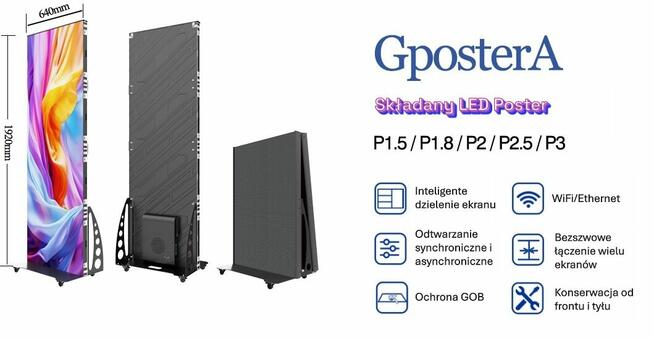 Ekran LED składany wynajem: P1.8, P2, P2.5, P3