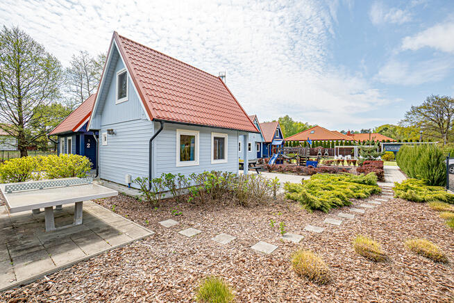 Domki dla turystów nad morzem nieopodal lasu