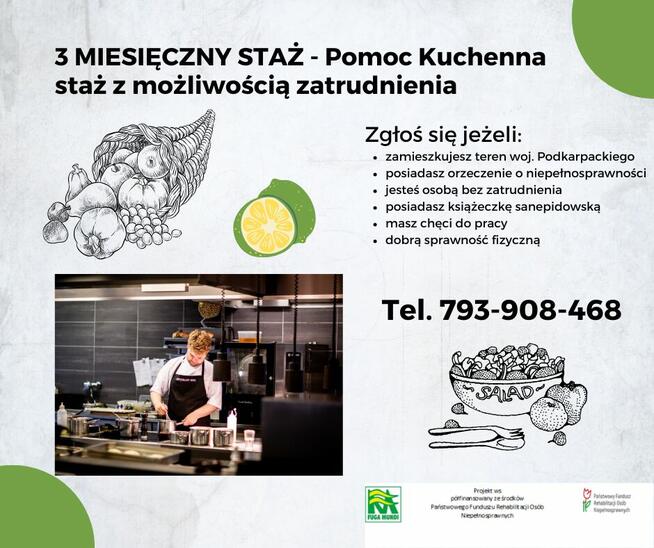 Staż 3 miesięczny NA KUCHNIE z możliwością zatrudnienia