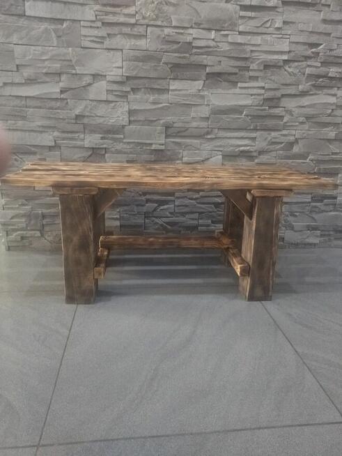 Ławka drewniana opalona