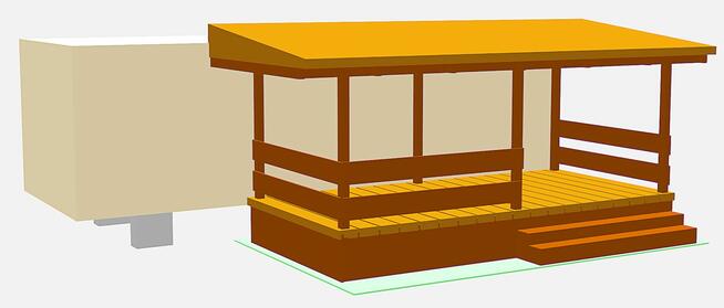Zadaszenie domku holenderskiego z tarasem.