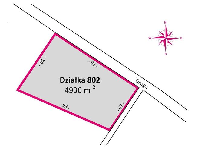 Działka 49 ar pod siedlisko, prąd i gaz na miejscu