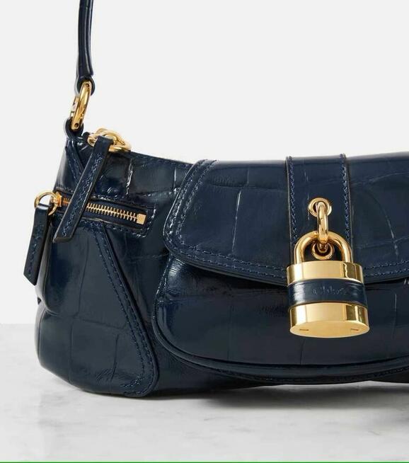 Le 99 Mała torba na ramię ze skóry imitującej skórę krokodyla