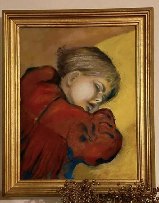 Śpiący Staś wg obrazu Wyspiańskiego Perełka 30/40 Złota Rama