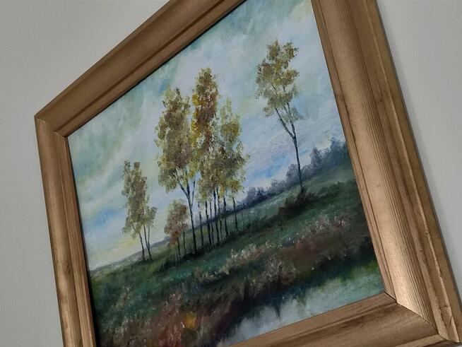 Pejzaż Jesienny Klimatyczny Landscape Obraz Olejny 30/40