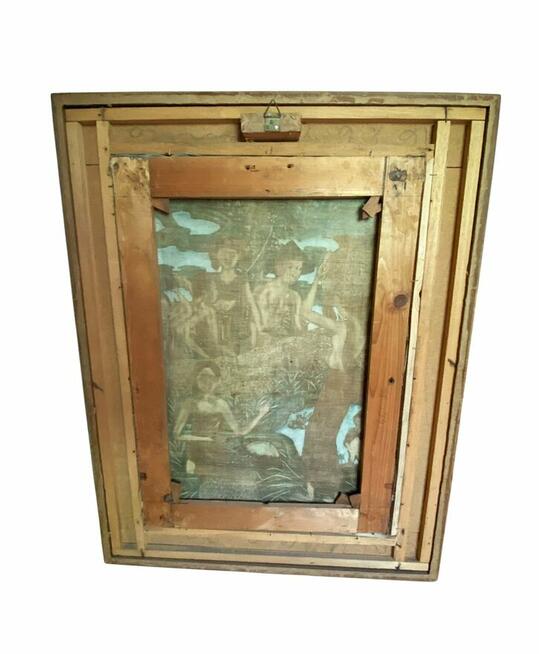 Sztukowa ludowa Indonezji, obraz na tkaninie, sygnowany